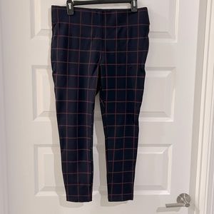 Loft Petite Pants Navy Blue Maroon Windowpane Size LP